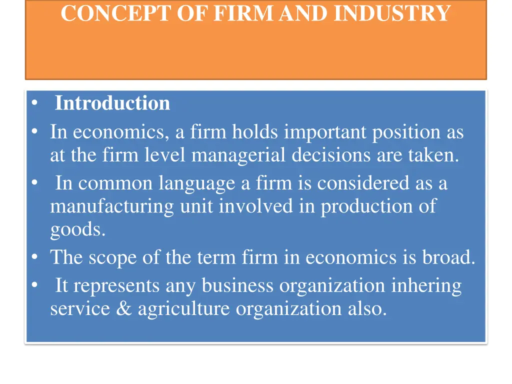 concept of firm and industry
