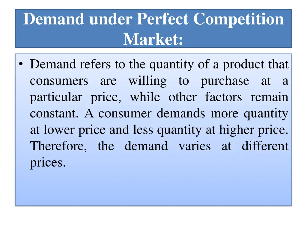demand under perfect competition market