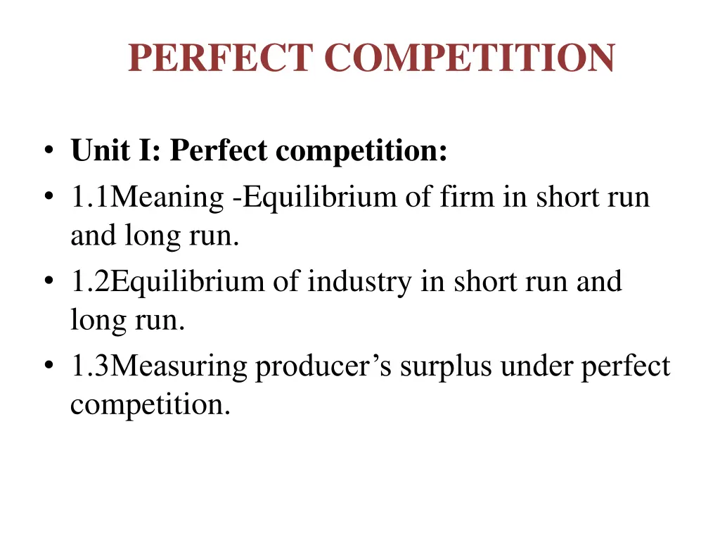 perfect competition