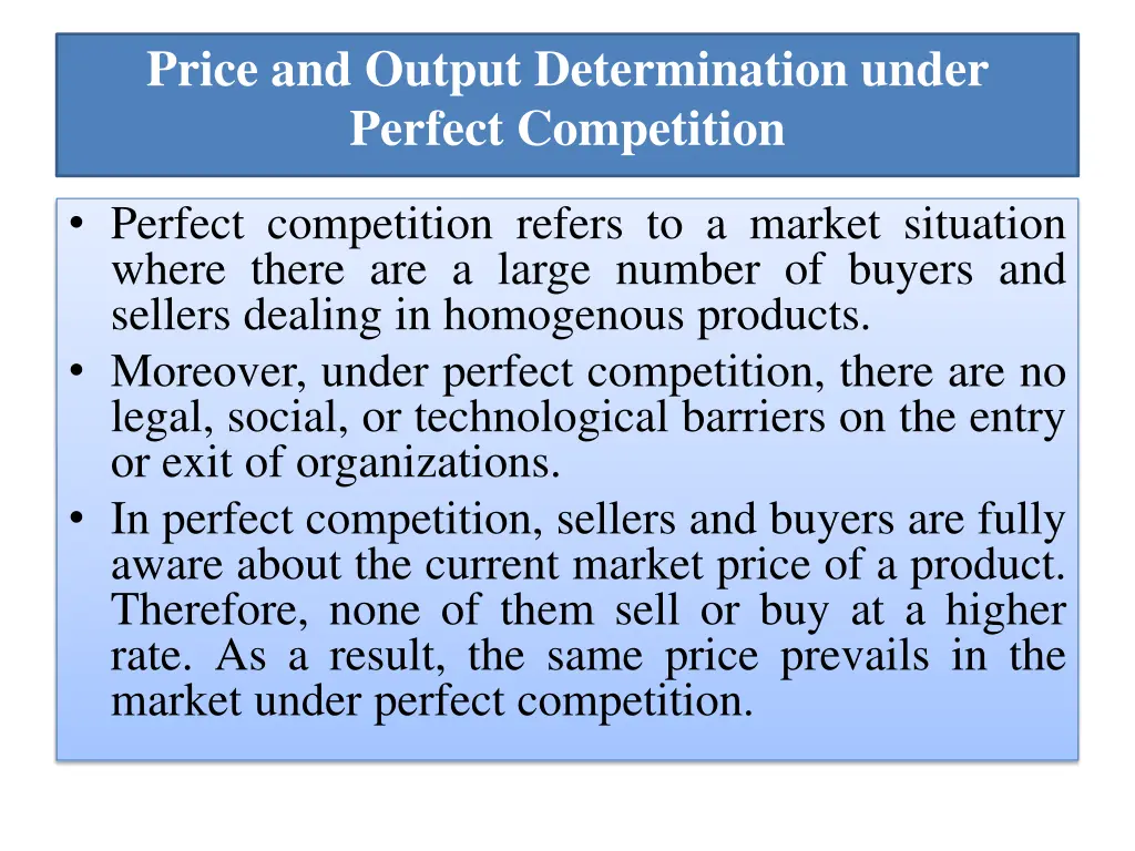 price and output determination under perfect