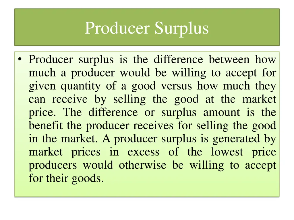 producer surplus