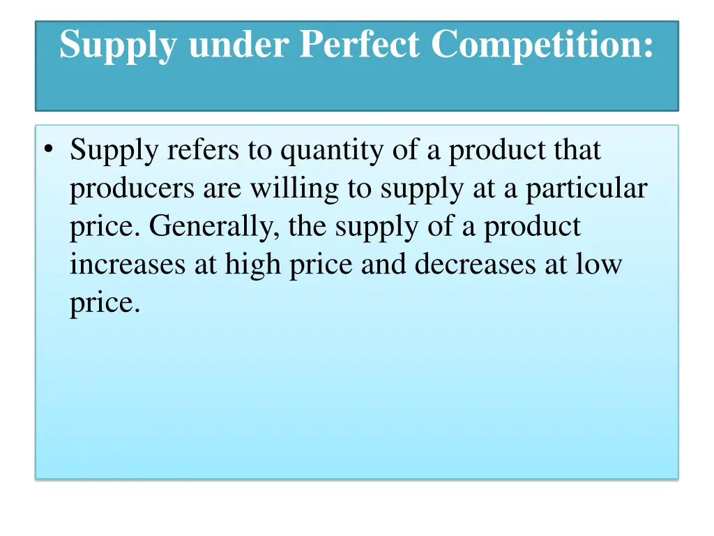 supply under perfect competition