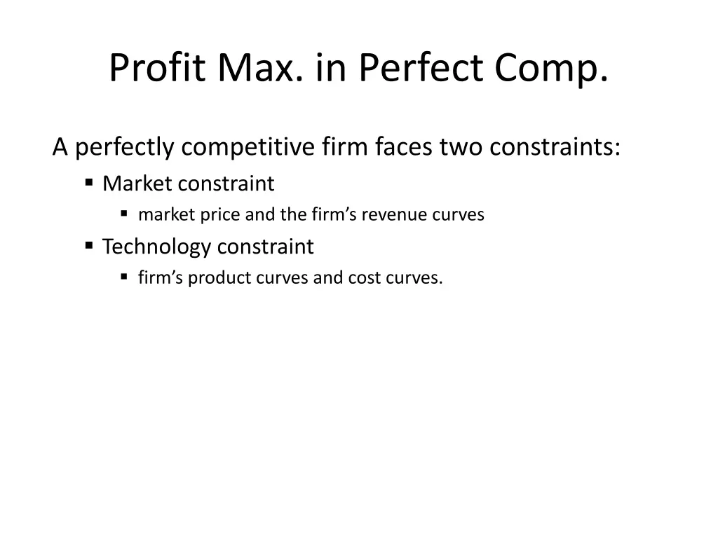 profit max in perfect comp