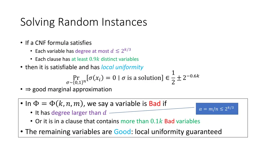 solving random instances 1