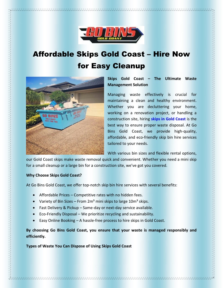 affordable skips gold coast hire now for easy