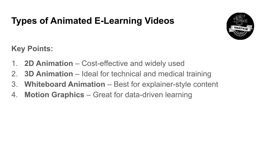 types of animated e learning videos