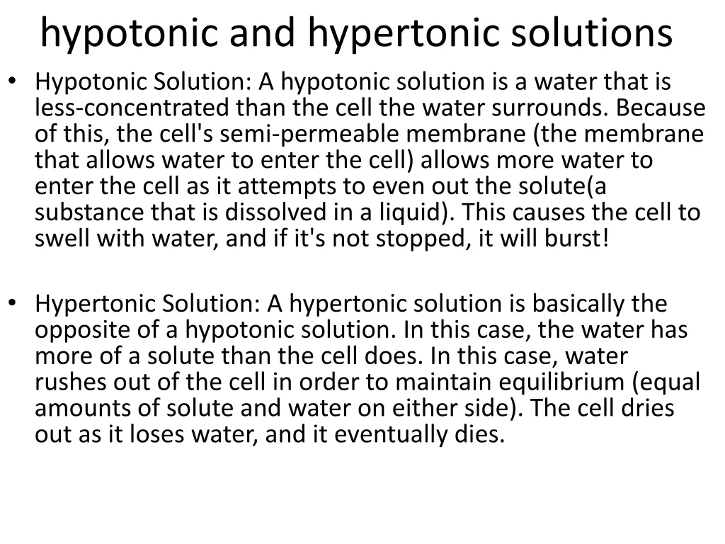 hypotonic and hypertonic solutions hypotonic
