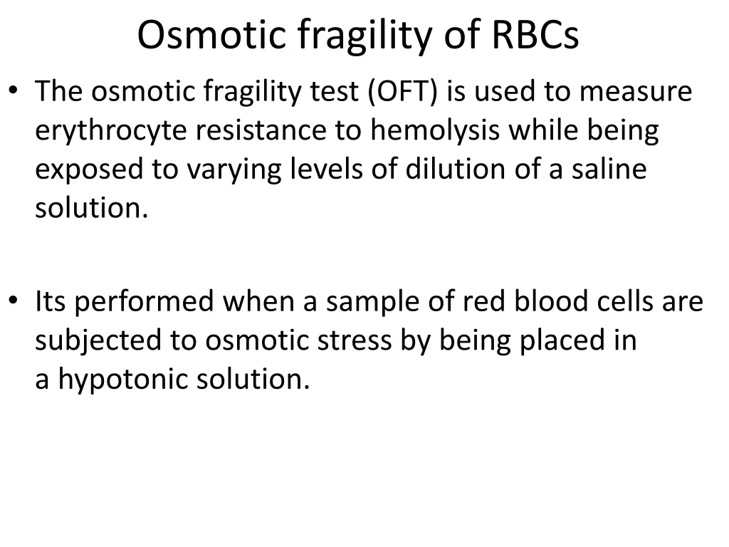 osmotic fragility of rbcs the osmotic fragility