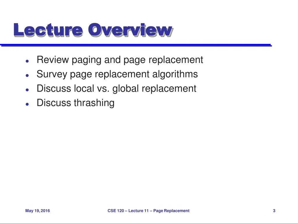 lecture lecture overview overview