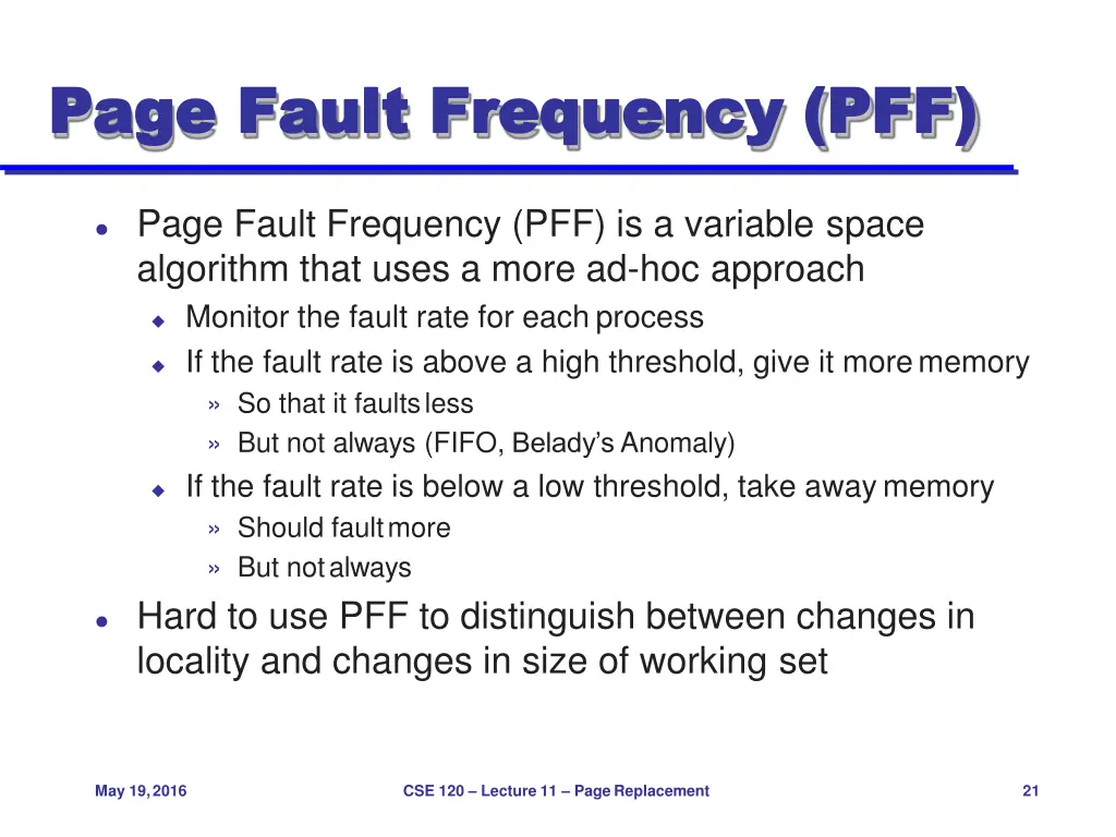 page page fault frequency fault frequency pff