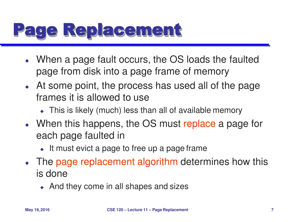 page page replacement replacement