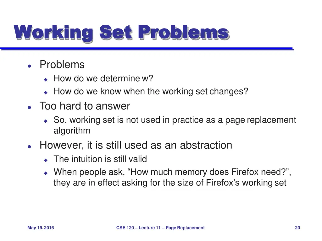 working working set 2