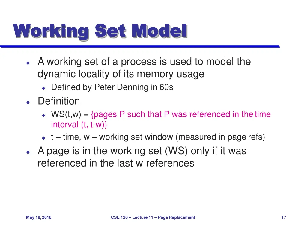 working working set