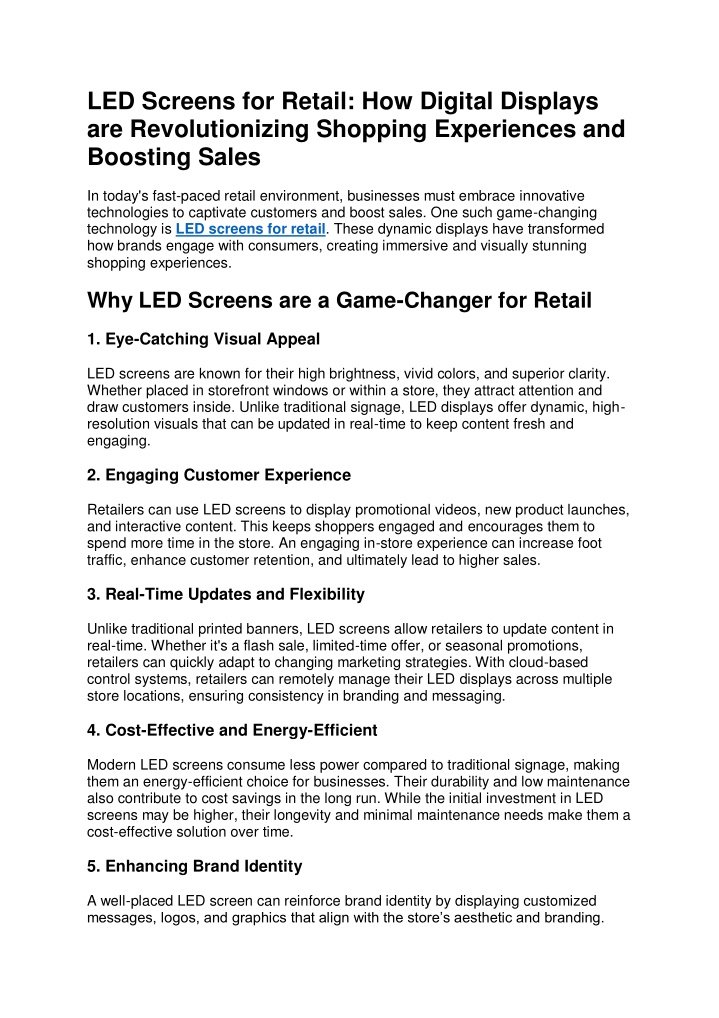 led screens for retail how digital displays
