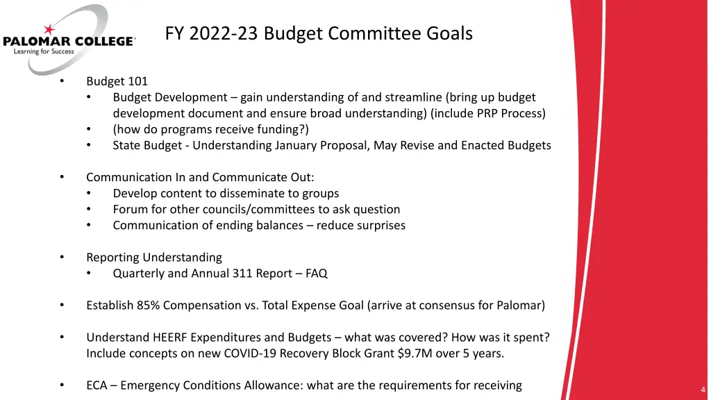 fy 2022 23 budget committee goals