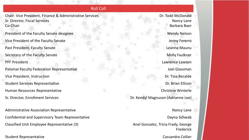 roll call