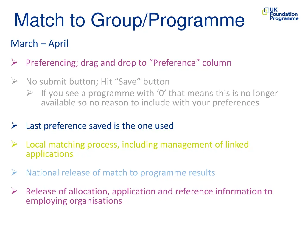 match to group programme