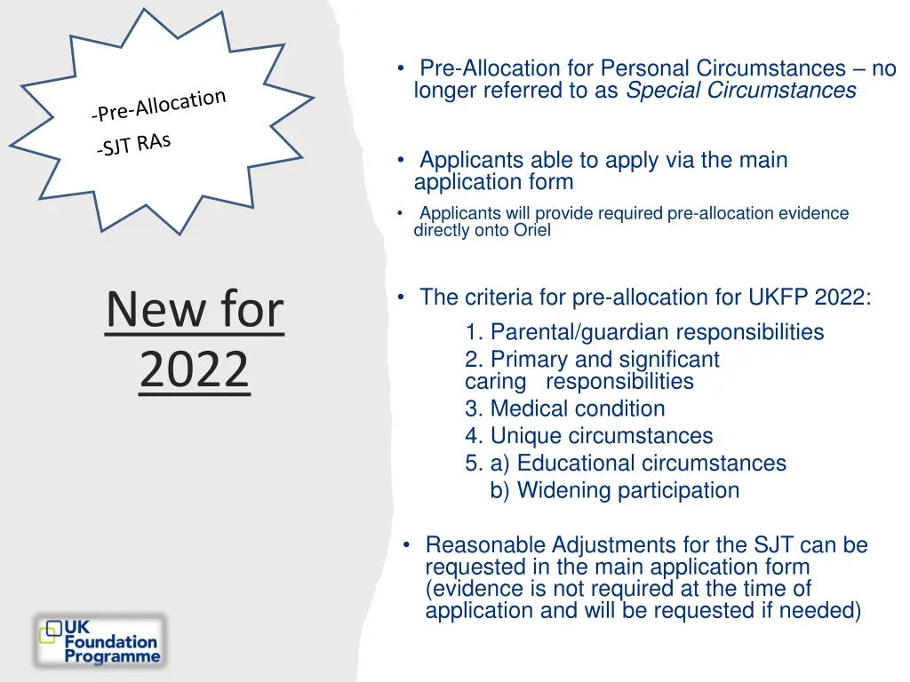 pre allocation for personal circumstances