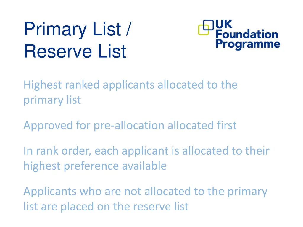 primary list reserve list