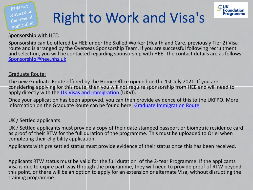 right to work and visa s