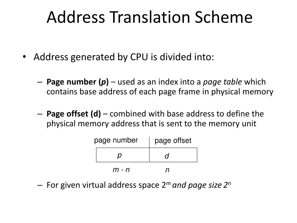 address translation scheme