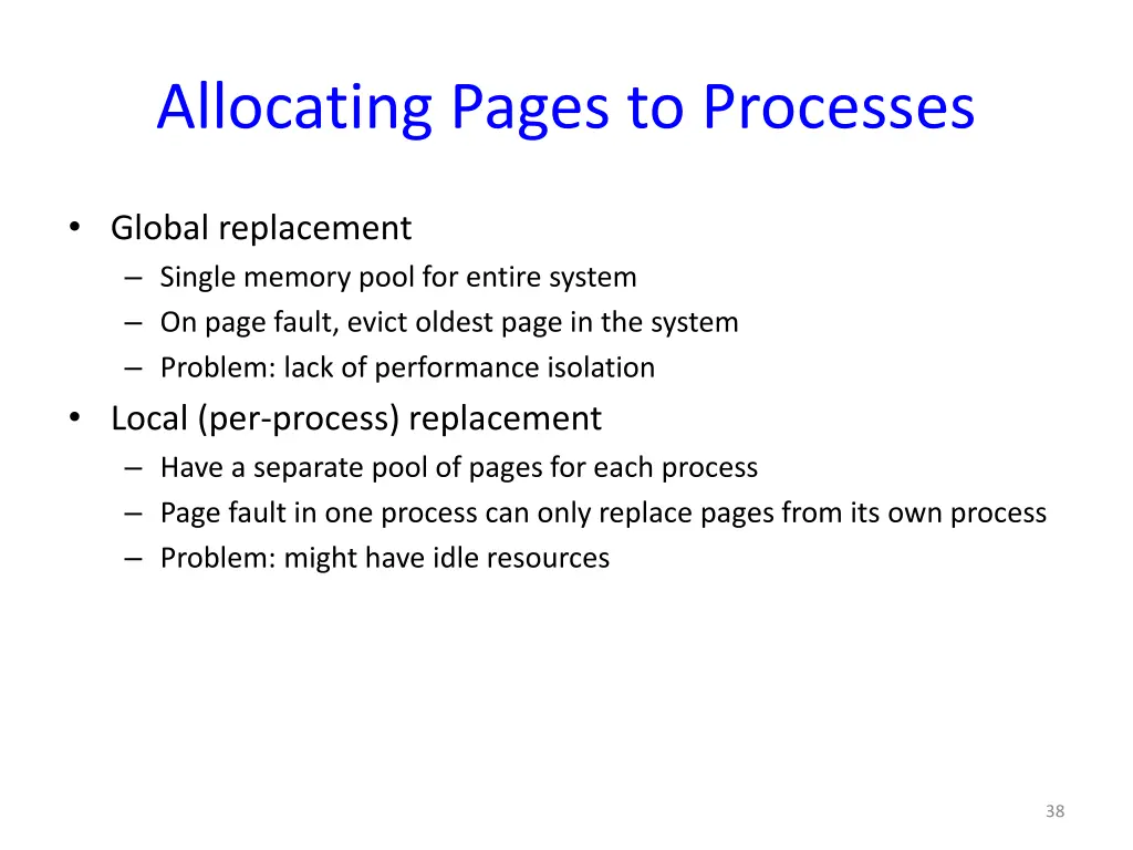 allocating pages to processes
