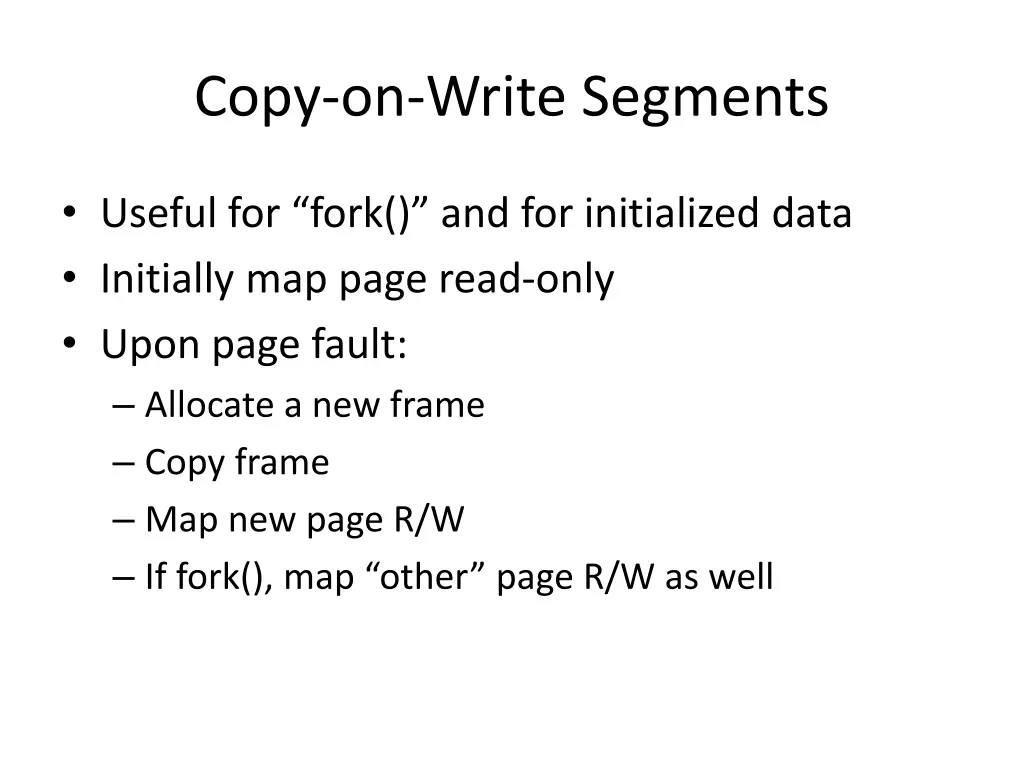 copy on write segments