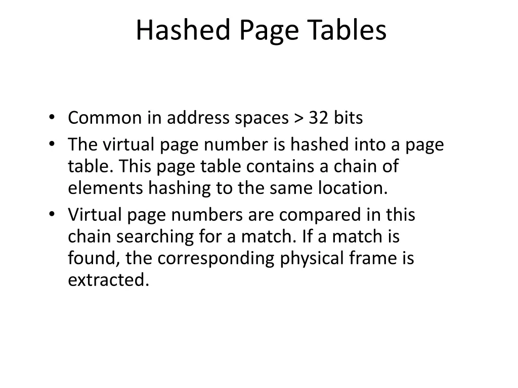 hashed page tables