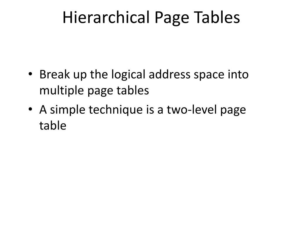 hierarchical page tables