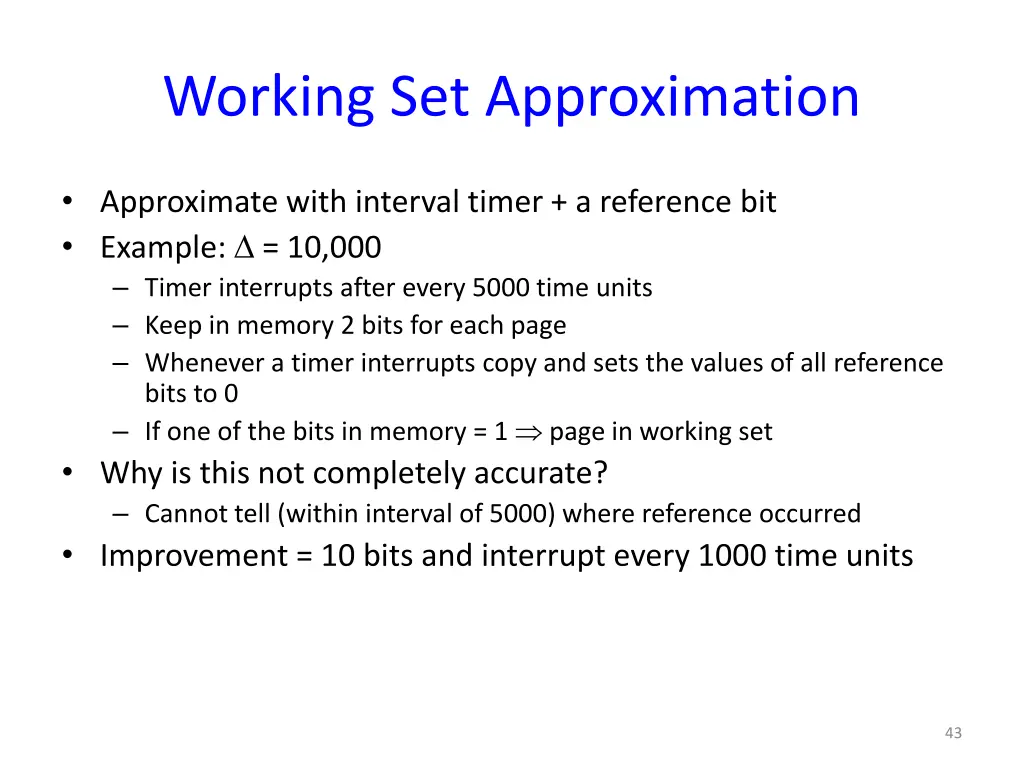 working set approximation
