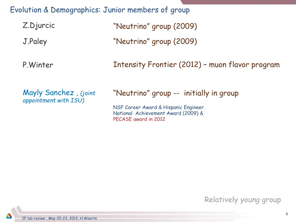 evolution demographics junior members of group