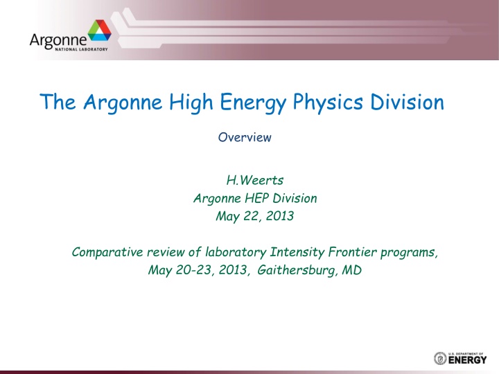 the argonne high energy physics division