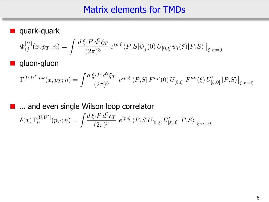 matrix elements for tmds 1