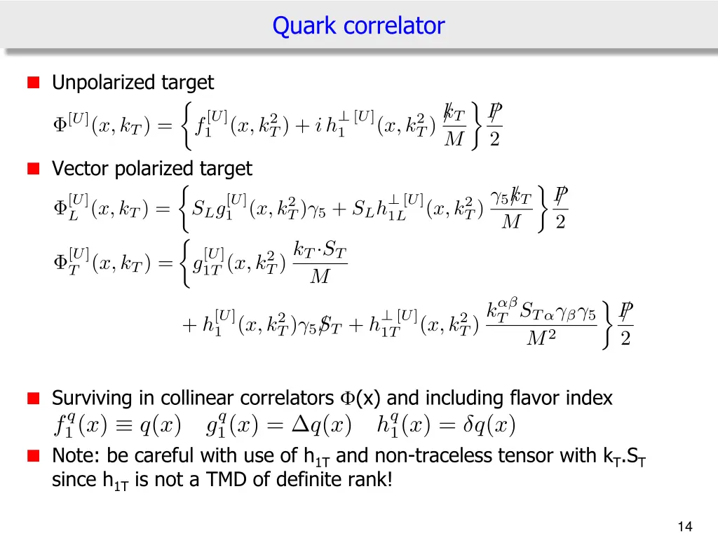 quark correlator