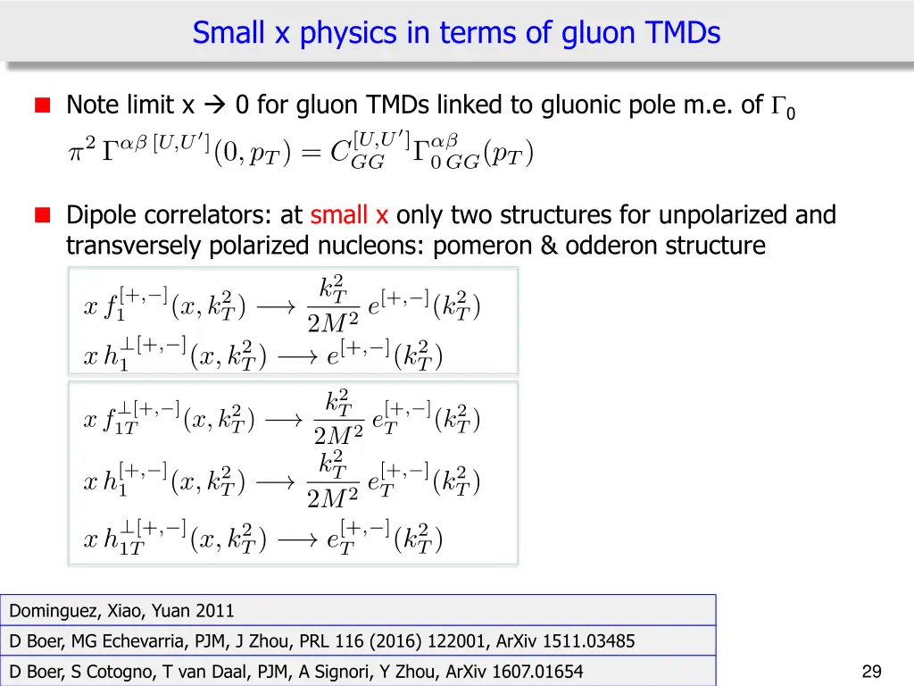 small x physics in terms of gluon tmds