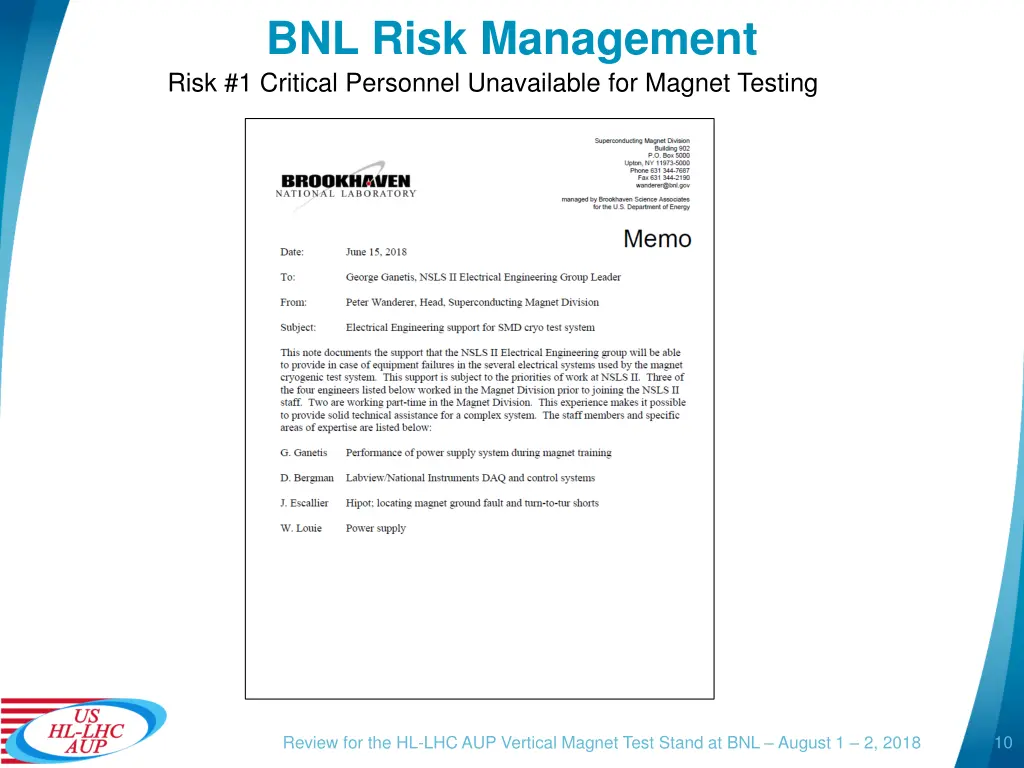 bnl risk management risk 1 critical personnel 1