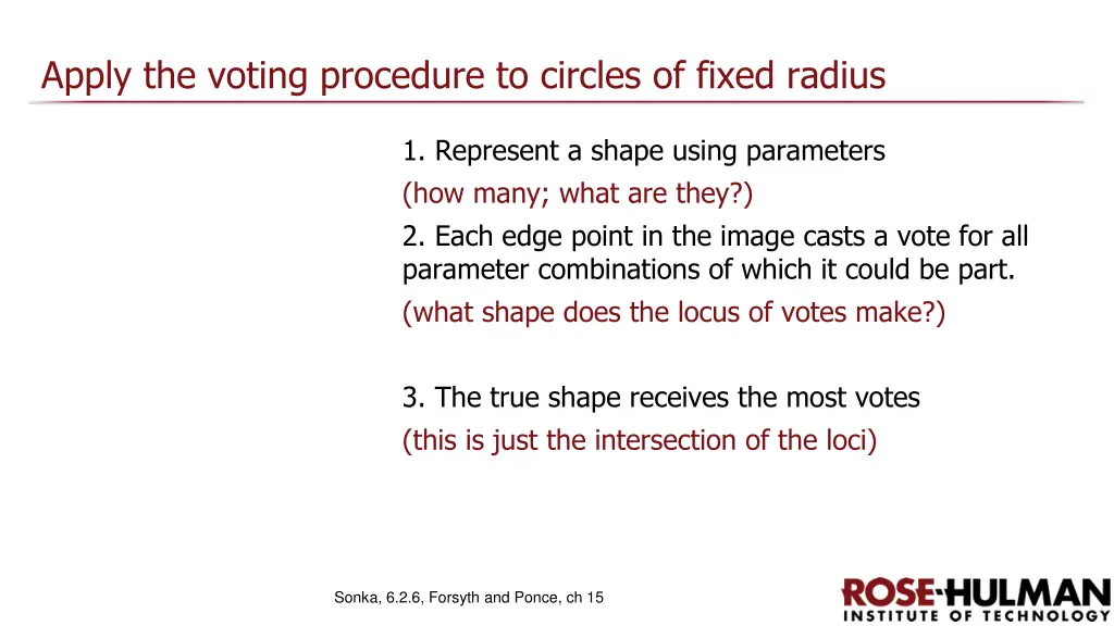 apply the voting procedure to circles of fixed