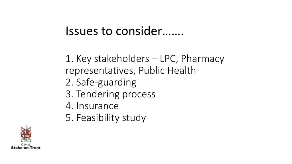 issues to consider