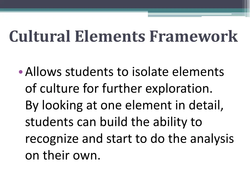 cultural elements framework