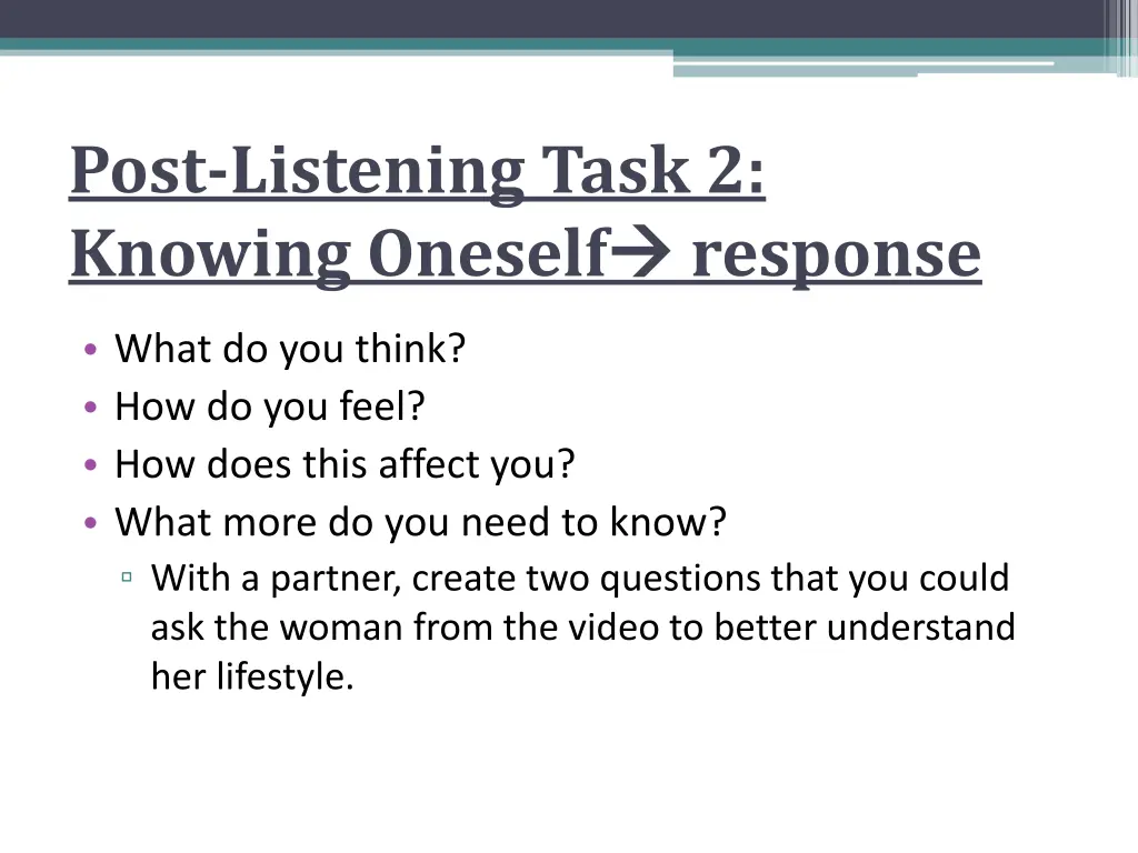 post listening task 2 knowing oneself