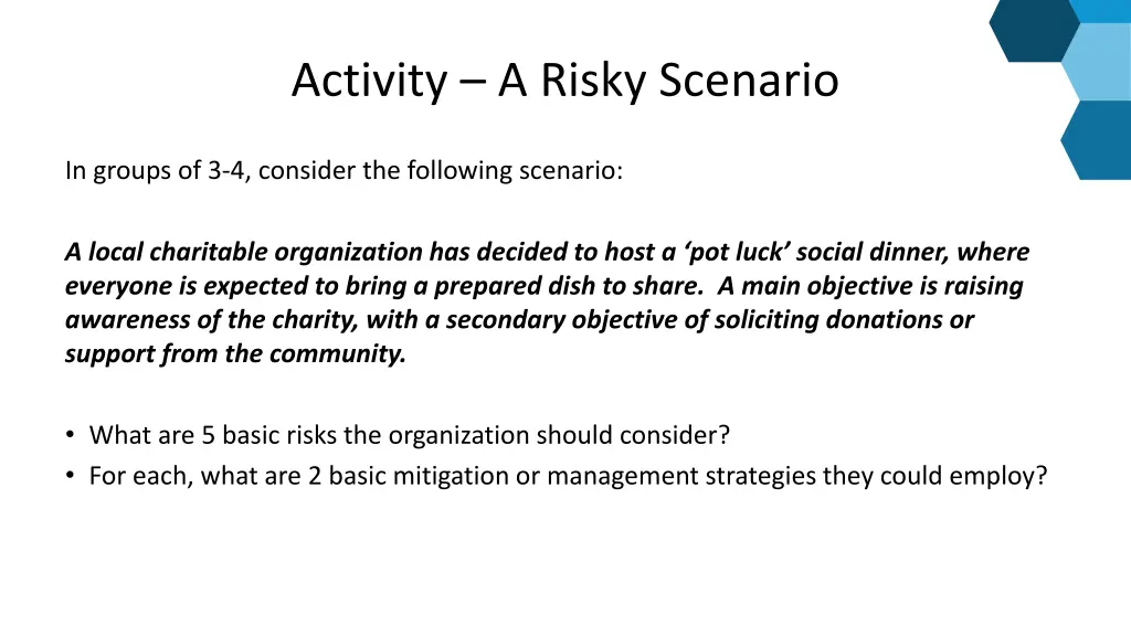 activity a risky scenario