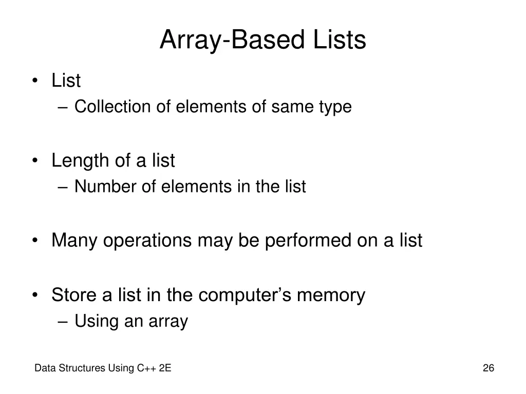 array based lists