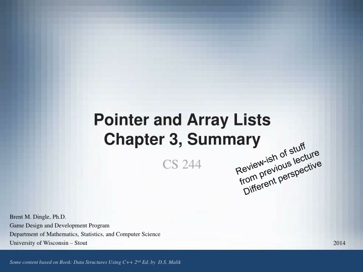 pointer and array lists chapter 3 summary