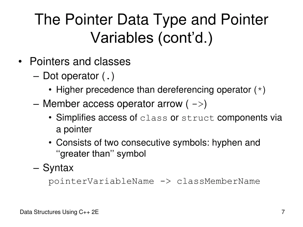 the pointer data type and pointer variables cont d 2