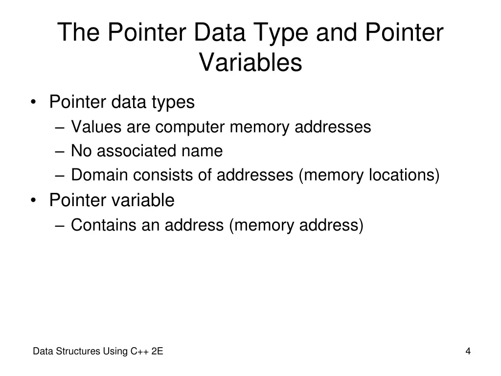 the pointer data type and pointer variables