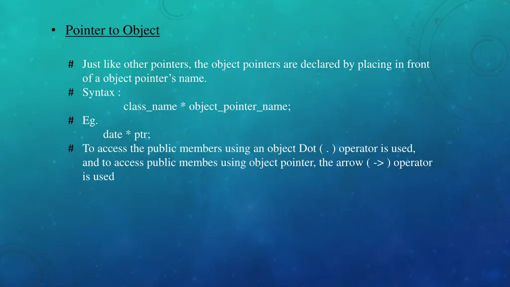 pointer to object
