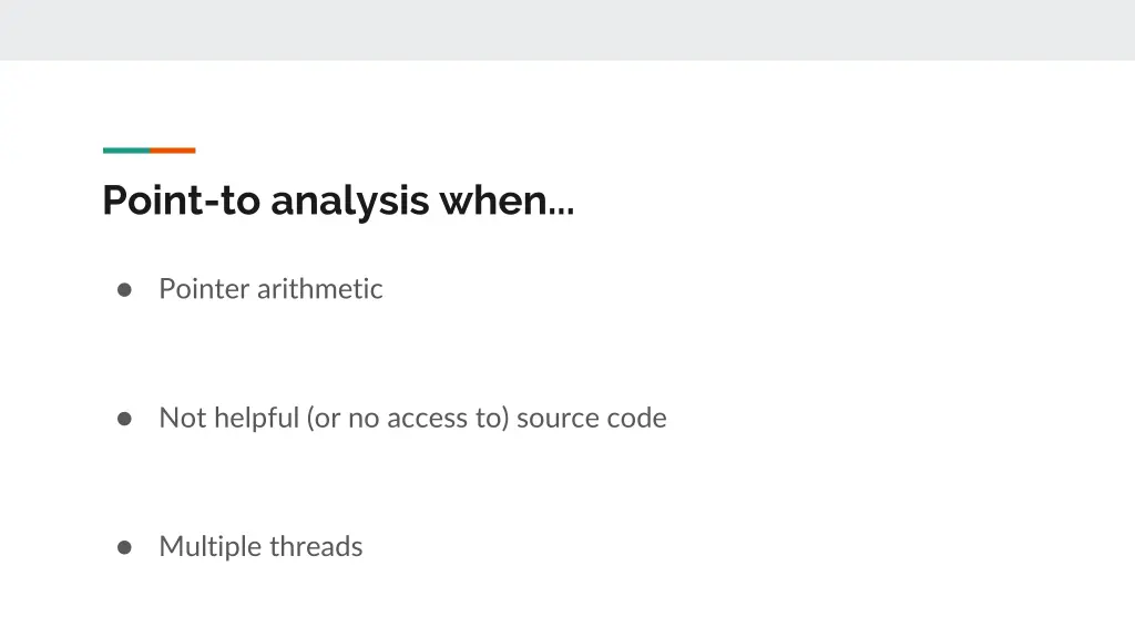 point to analysis when