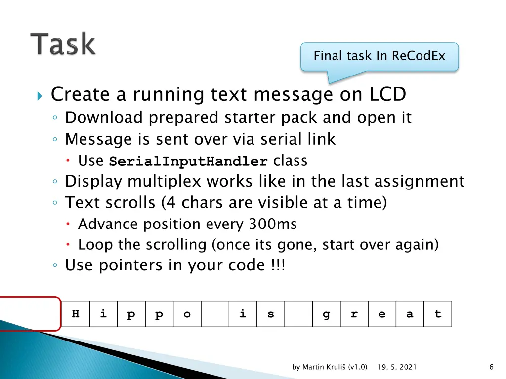 final task in recodex