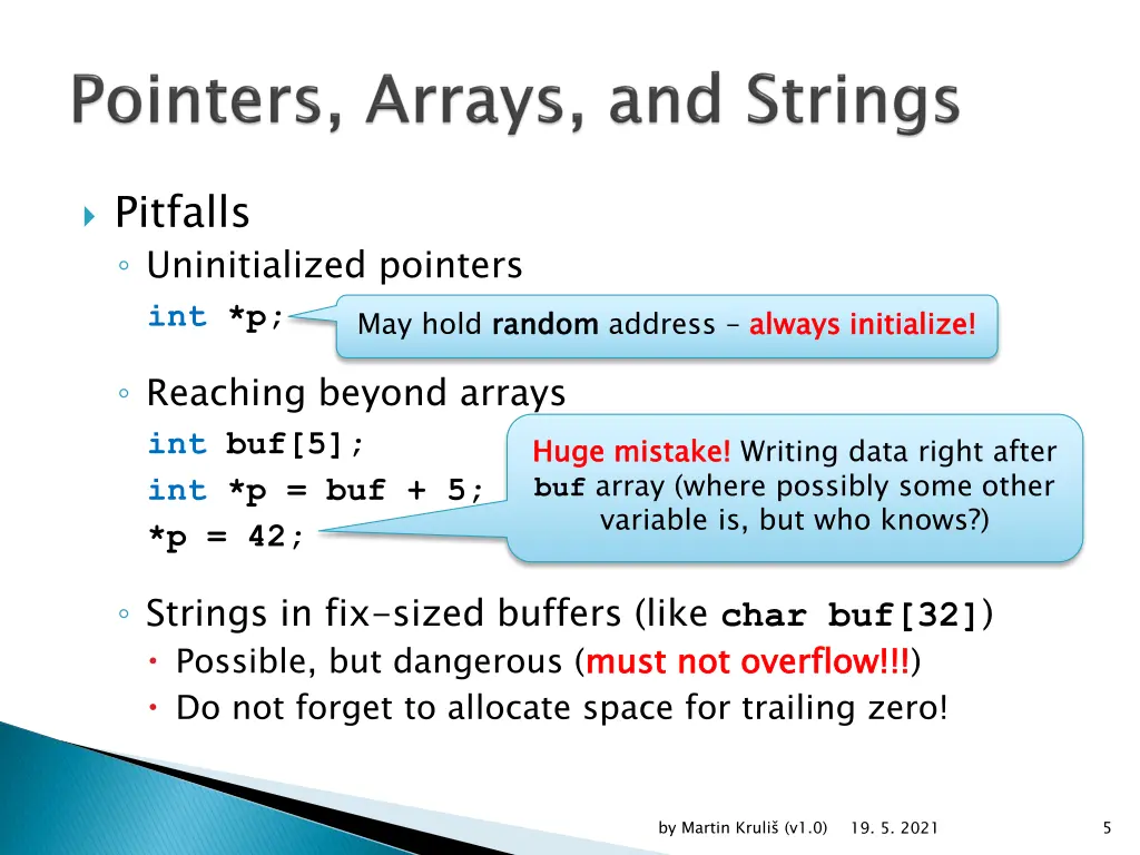 pitfalls uninitialized pointers int p