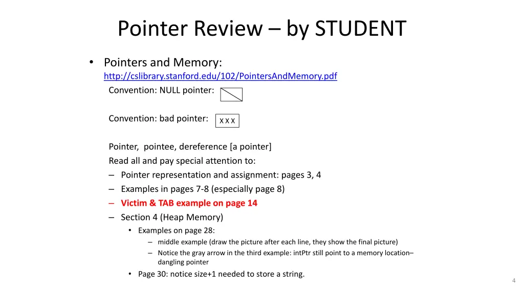 pointer review by student